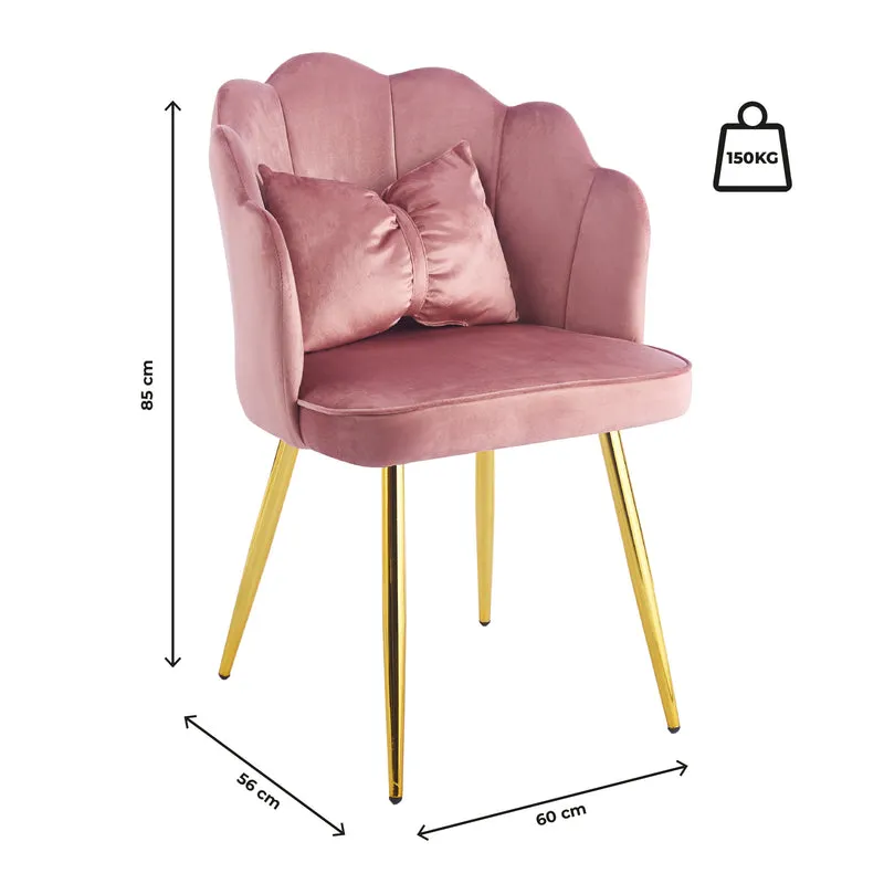 Poltroncina Elegante in Velluto con Schienale a Conchiglia e Cuscino Decorativo Il Gruppone