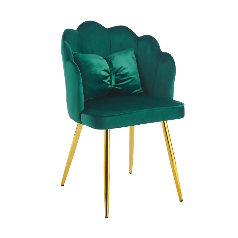 Poltroncina Elegante in Velluto con Schienale a Conchiglia e Cuscino Decorativo Il Gruppone