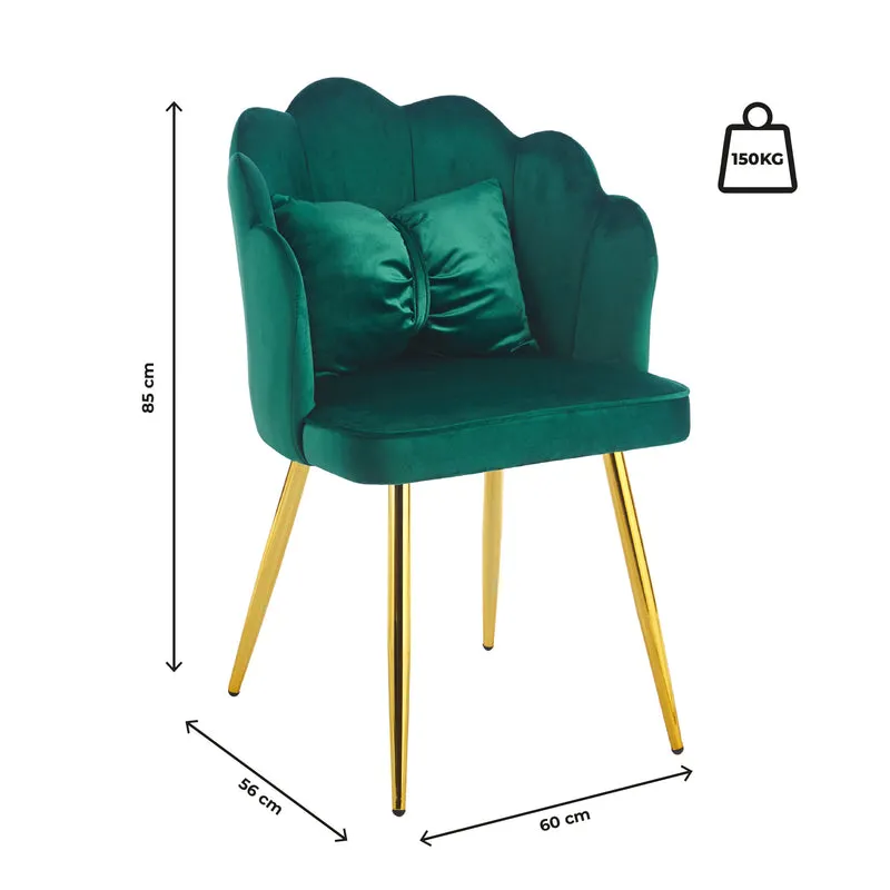 Poltroncina Elegante in Velluto con Schienale a Conchiglia e Cuscino Decorativo Il Gruppone