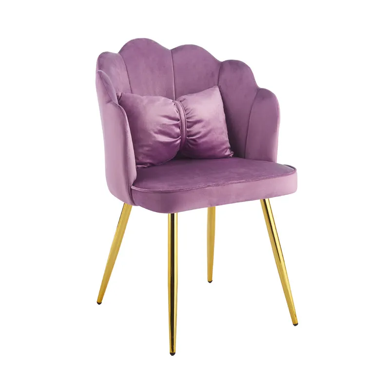 Poltroncina Elegante in Velluto con Schienale a Conchiglia e Cuscino Decorativo Il Gruppone