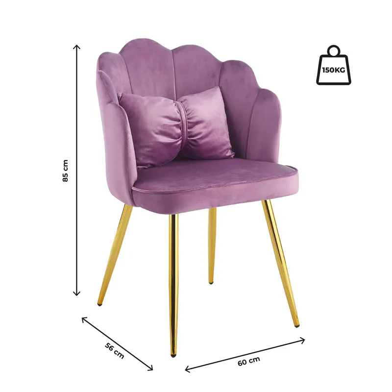 Poltroncina Elegante in Velluto con Schienale a Conchiglia e Cuscino Decorativo Il Gruppone