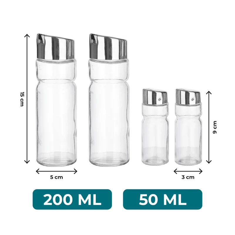 Set 4 Condimenti Olio Aceto Sale e Pepe In Acciaio Inox Il Gruppone
