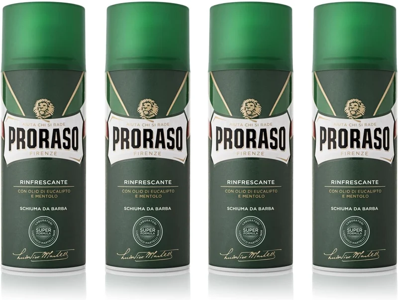 4 Pezzi Proraso Schiuma da Barba Rinfrescante 400 ml
