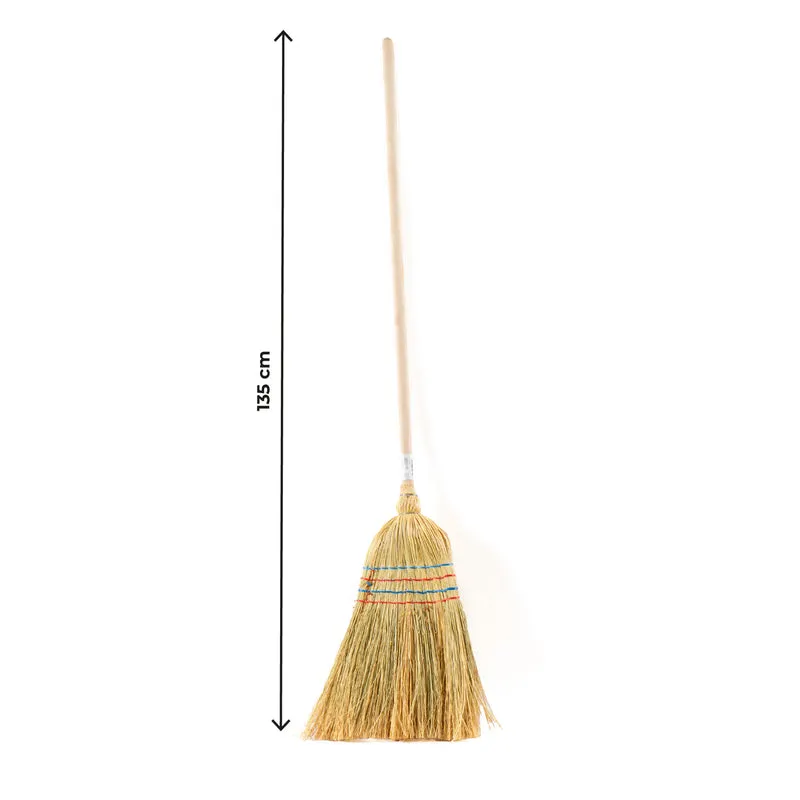 Set 2 Scope in Saggina Naturale con Manico in Legno 135 cm Il Gruppone