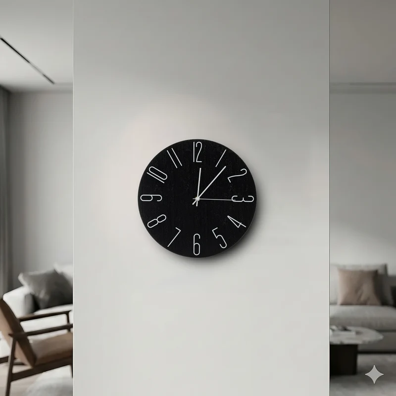 Orologio da Parete Nasvin 30 cm Effetto Legno Nero Il Gruppone