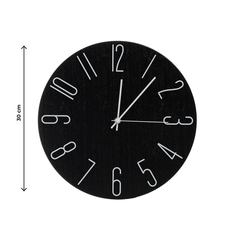 Orologio da Parete Nasvin 30 cm Effetto Legno Nero Il Gruppone
