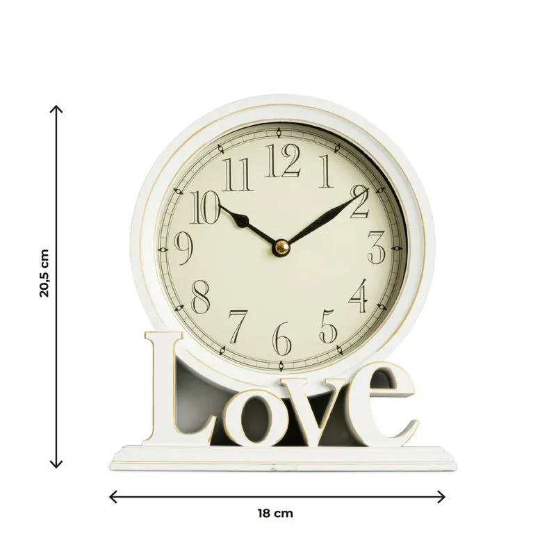Orologio da Tavolo Decorativo Love in Legno MDF Bianco Il Gruppone