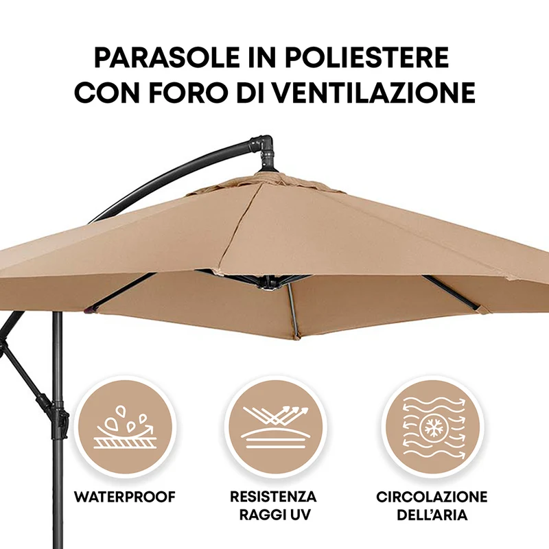 Ombrellone da Giardino Decentrato 3x2 m con Braccio Laterale e Manovella Il Gruppone