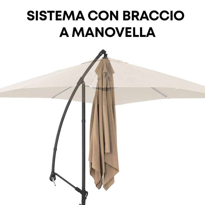 Ombrellone da Giardino Decentrato 3x2 m con Braccio Laterale e Manovella Il Gruppone