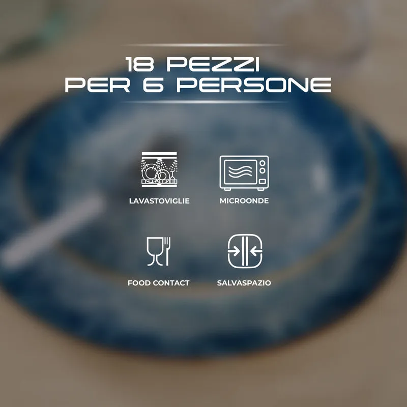 Set Piatti 18 Pezzi in Porcellana per 6 Persone Servizio Tavola Moderno Il Gruppone
