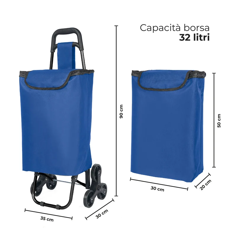 Carrello Spesa Saliscale 6 Ruote Pieghevole con Borsa Impermeabile Il Gruppone