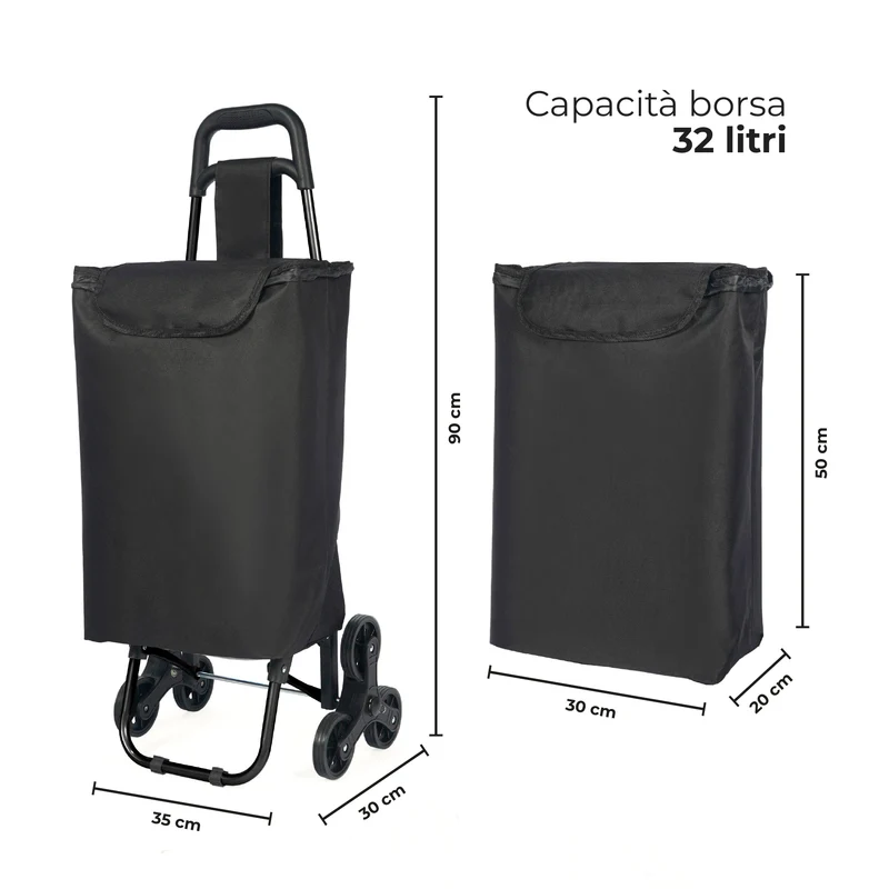 Carrello Spesa Saliscale 6 Ruote Pieghevole con Borsa Impermeabile Il Gruppone