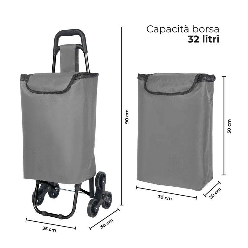 Carrello Spesa Saliscale 6 Ruote Pieghevole con Borsa Impermeabile Il Gruppone