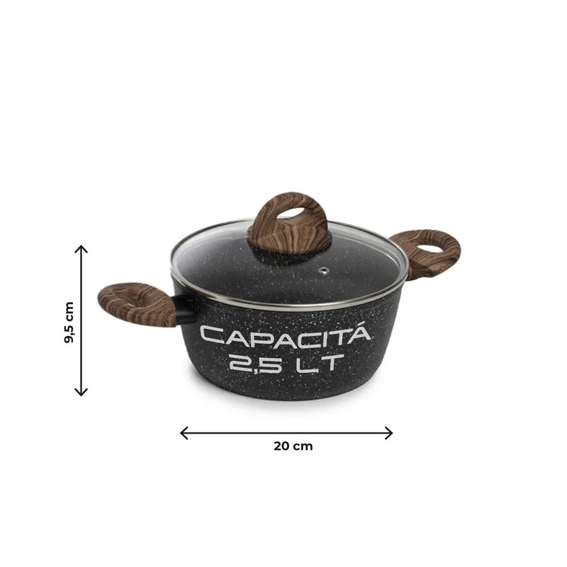 Casseruola Antiaderente con Coperchio in Vetro per Induzione 20 24 28 cm