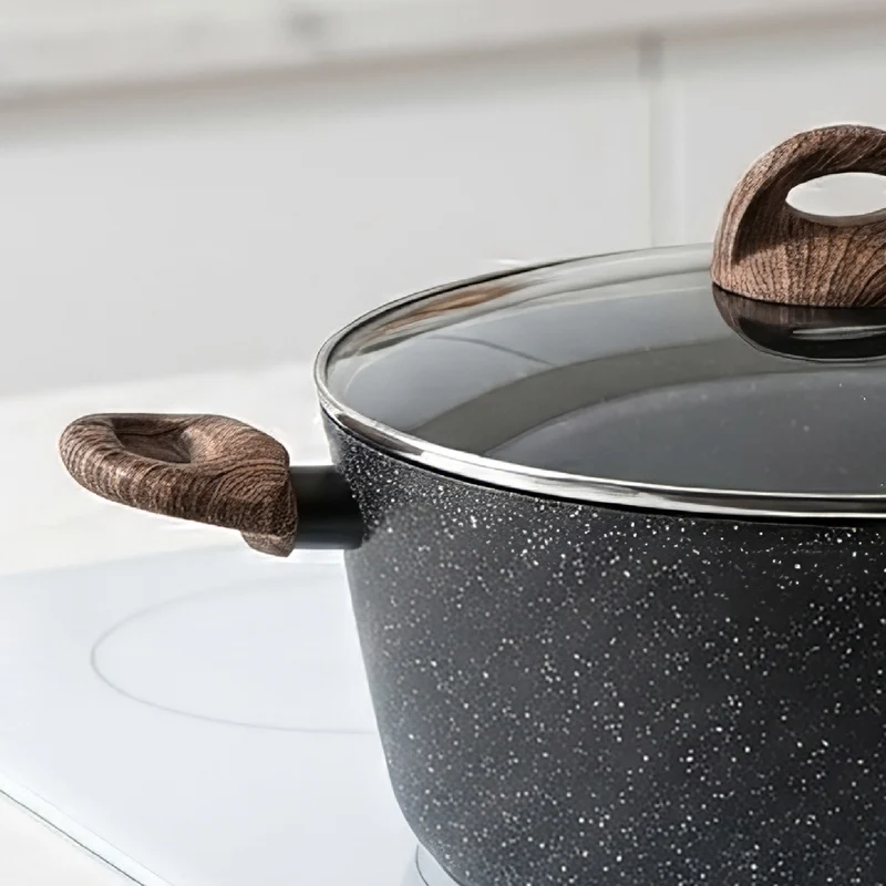 Casseruola Antiaderente con Coperchio in Vetro per Induzione 20 24 28 cm
