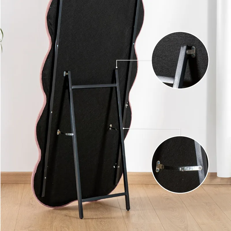 Specchiera da Terra 170x70 cm Design Ondulato Rivestita in Velluto Il Gruppone