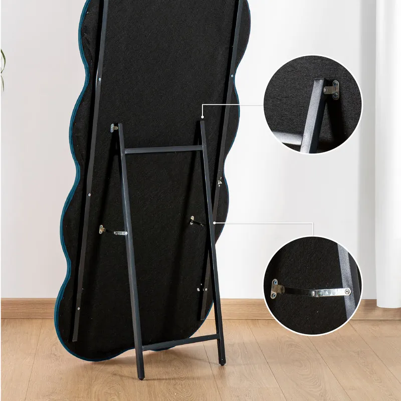 Specchiera da Terra 170x70 cm Design Ondulato Rivestita in Velluto Il Gruppone