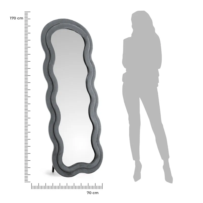 Specchiera da Terra 170x70 cm Design Ondulato Rivestita in Velluto Il Gruppone