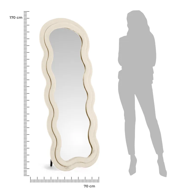 Specchiera da Terra 170x70 cm Design Ondulato Rivestita in Velluto Il Gruppone