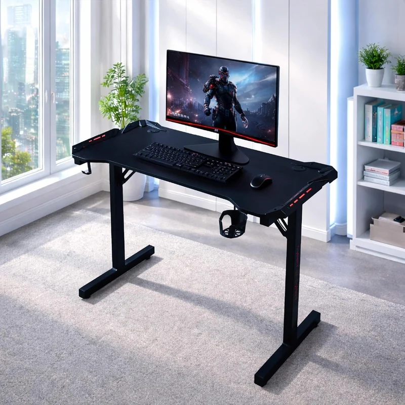 Scrivania Gaming con Luci RGB 120x60 cm, Tavolo Gamer Il Gruppone