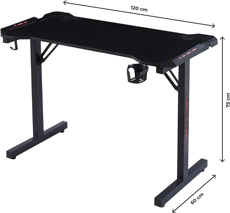 Scrivania Gaming con Luci RGB 120x60 cm, Tavolo Gamer Il Gruppone