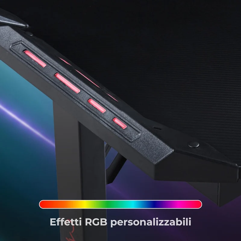 Scrivania Gaming con Luci RGB 120x60 cm, Tavolo Gamer Il Gruppone