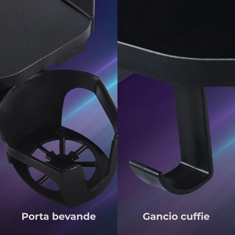 Scrivania Gaming con Luci RGB 120x60 cm, Tavolo Gamer Il Gruppone