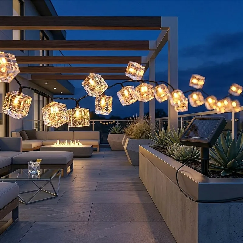 Ghirlanda Luminosa Solare LED 4,8 m con 20 Cubetti Effetto Ghiaccio Il Gruppone