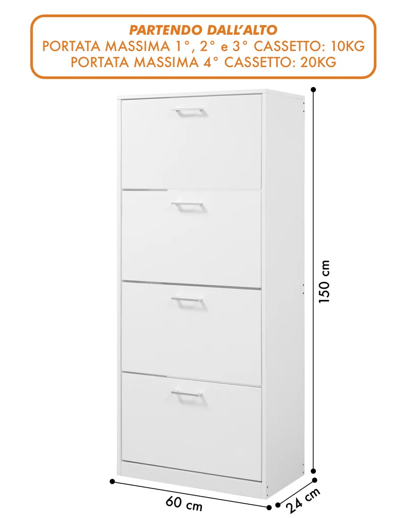 Scarpiera In Legno Con Ante A Ribalta Armadio Salvaspazio Disponibile 3/4 Ante Il Gruppone