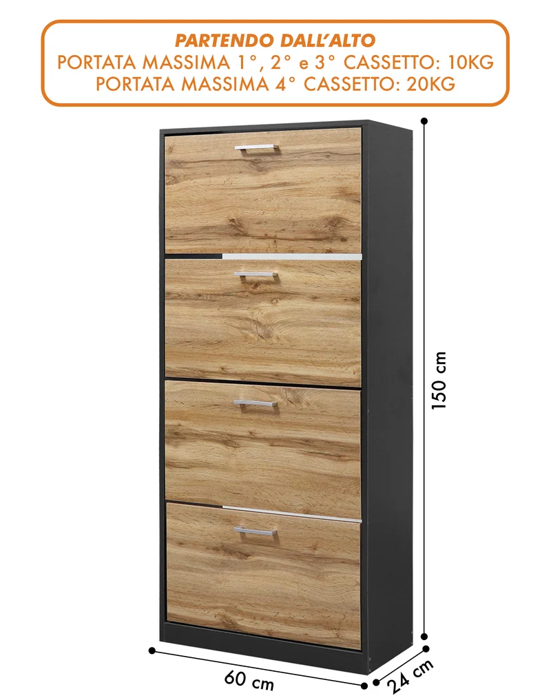 Scarpiera In Legno Con Ante A Ribalta Armadio Salvaspazio Disponibile 3/4 Ante Il Gruppone