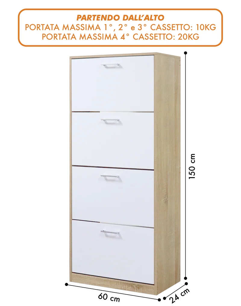 Scarpiera In Legno Con Ante A Ribalta Armadio Salvaspazio Disponibile 3/4 Ante Il Gruppone