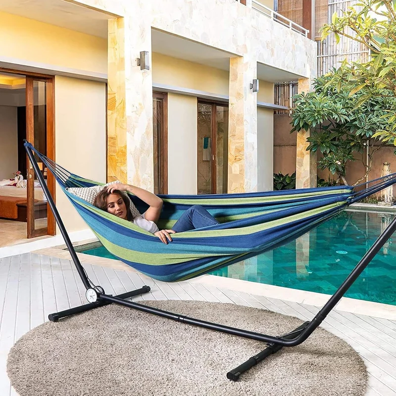 Amaca da Giardino e Campeggio in Tela 150×180 cm Cotone Rinforzato 280 gsm con Sacchetto Multicolore Il Gruppone