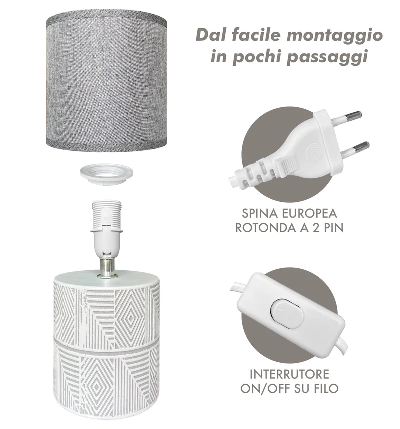 Lampada Moderna Da Comodino Con Decorazione Azteco Certificata RoHS In Ceramica Il Gruppone