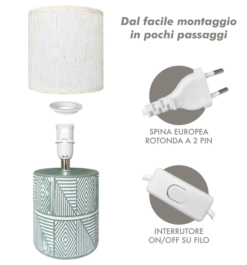 Lampada Moderna Da Comodino Con Decorazione Azteco Certificata RoHS In Ceramica Il Gruppone