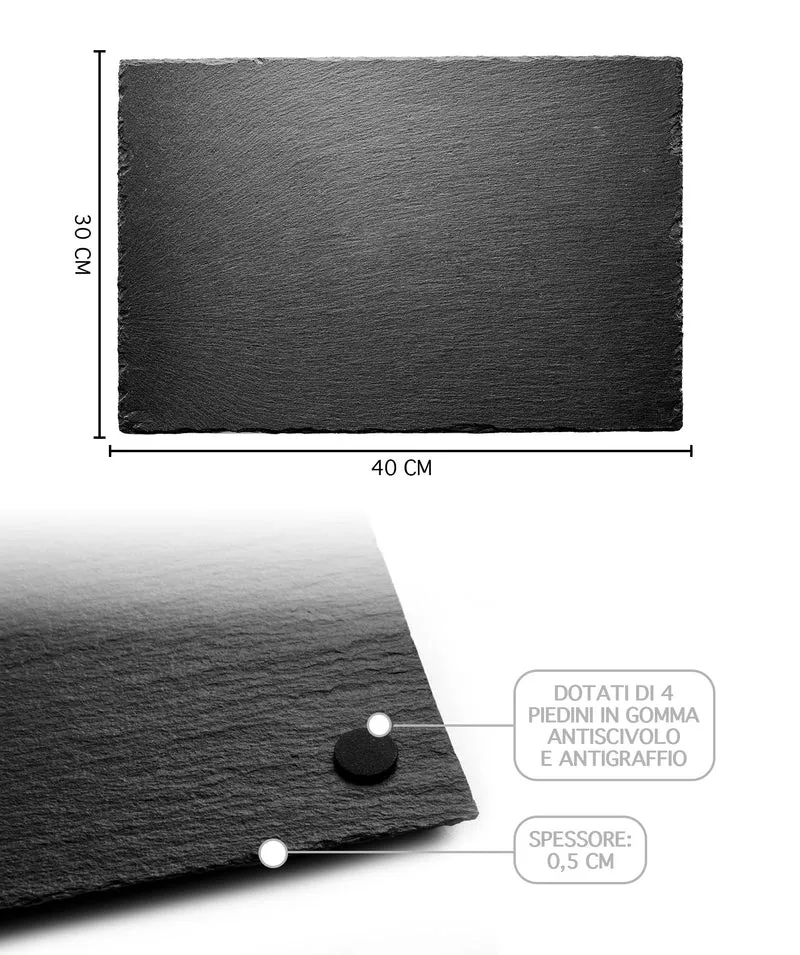 Set Da 6 Pezzi Piatti Ardesia Grandi XXL Cm Pietra Naturale Il Gruppone