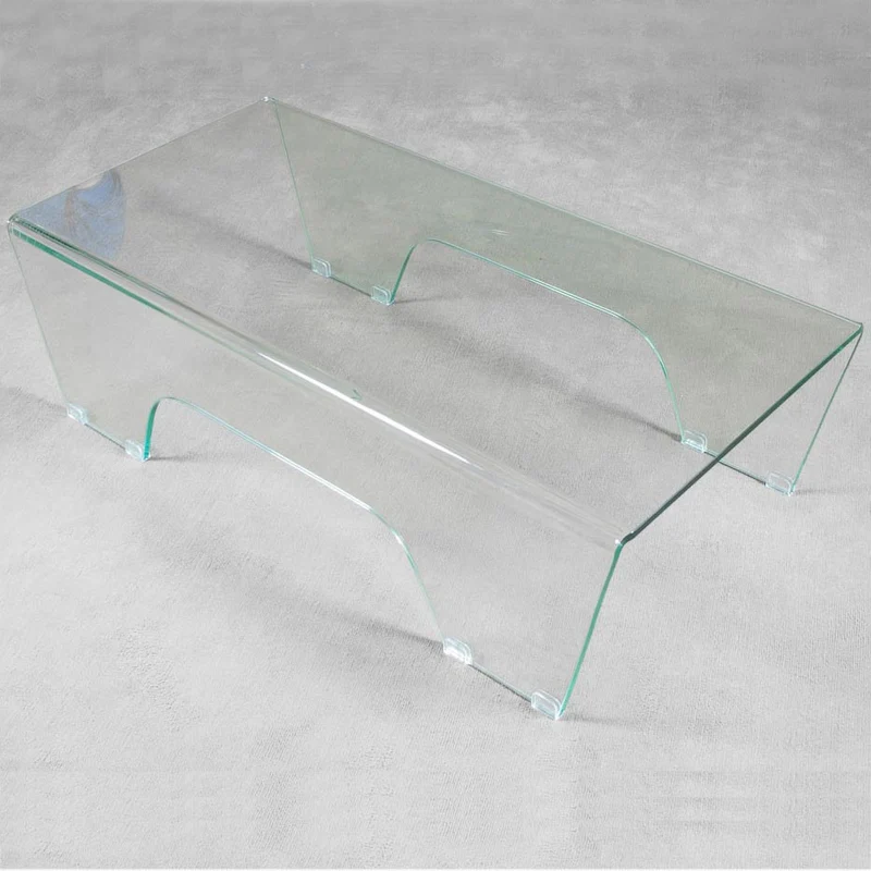 Tavolino design moderno basso in vetro trasparente cm 120x60x35h