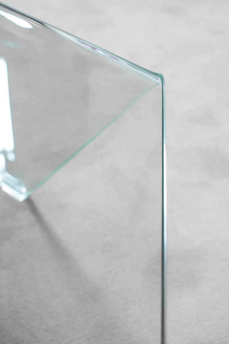 Tavolino design moderno basso in vetro trasparente cm 120x60x35h