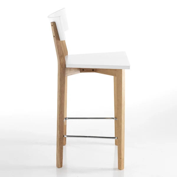Set 2 sgabello alto moderno da cucina in legno massello cm 47x50x94h