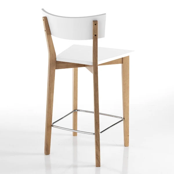 Set 2 sgabello alto moderno da cucina in legno massello cm 47x50x94h
