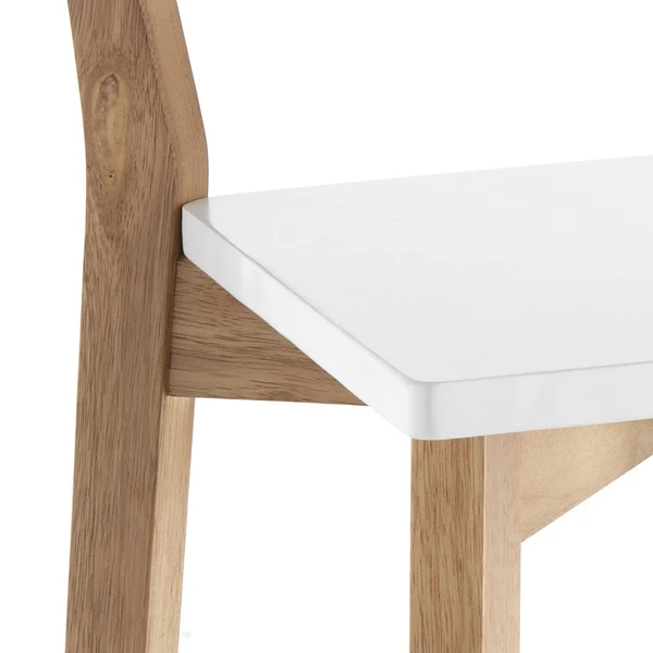 Set 2 sgabello alto moderno da cucina in legno massello cm 47x50x94h