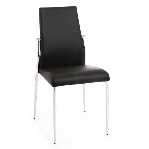 Set da 4 sedia moderna seduta in similpelle con gambe in metallo cromato - Vari colori