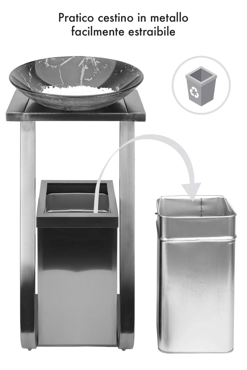 Posacenere 2 In 1 Da Terra Professionale Realizzati In Acciaio Marmo Il Gruppone