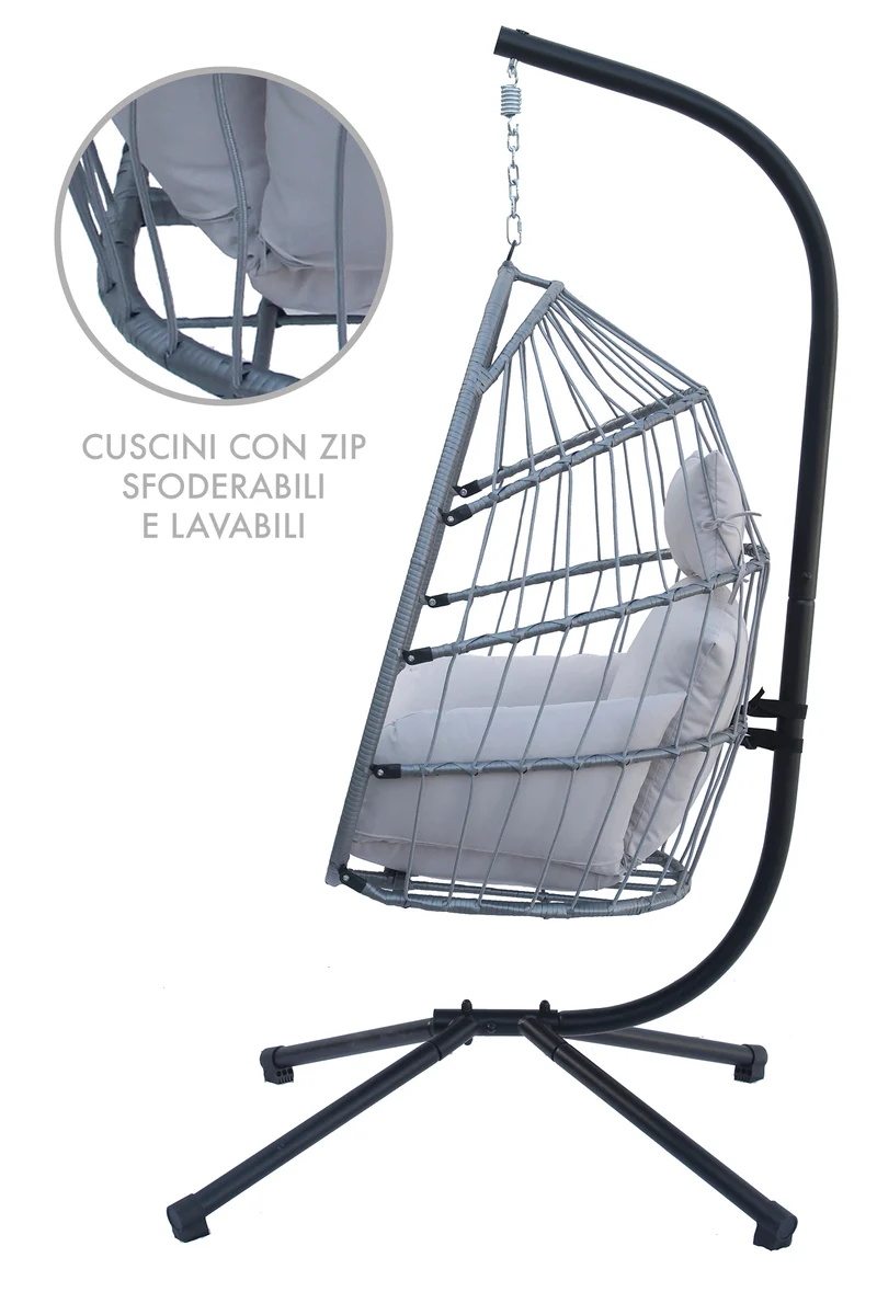 Sedia A Dondolo Poltrona Pensile Sospesa In Rattan Struttura In Acciaio Il Gruppone