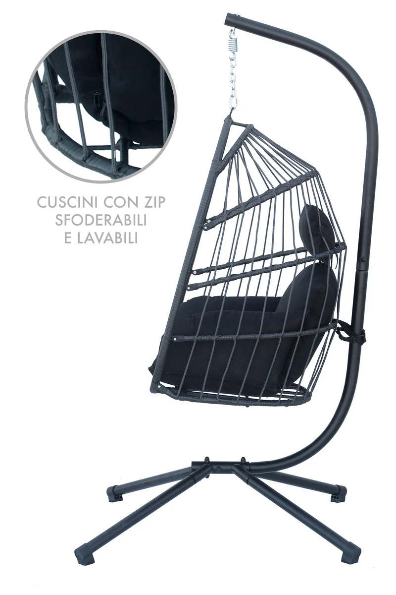 Sedia A Dondolo Poltrona Pensile Sospesa In Rattan Struttura In Acciaio Il Gruppone