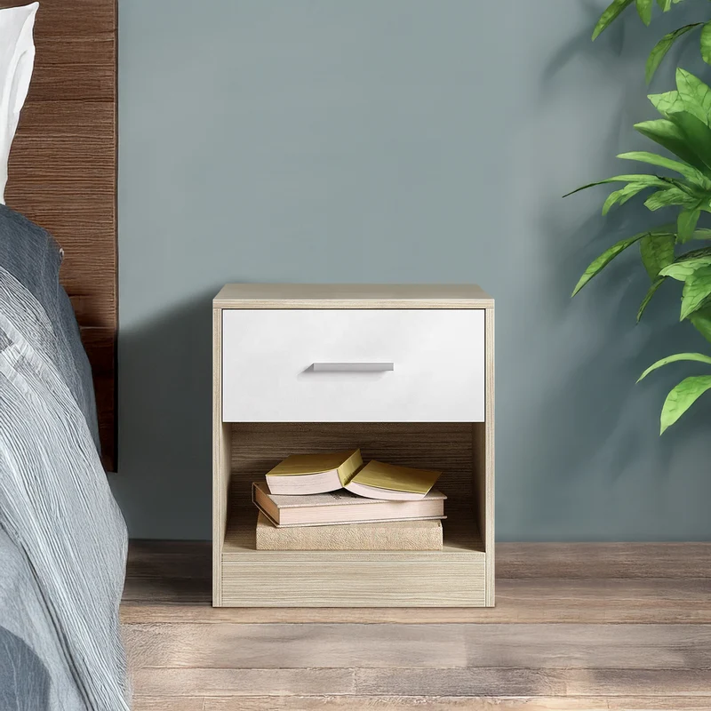 Comodino Moderno Cassetto Con Maniglia E Scomparto Aperto Camera Da Letto Portalibri Oggetti Mensola Libreria