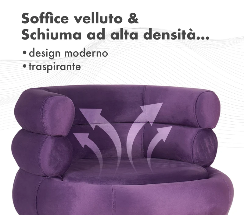 Poltrona Camera da Letto e Salotto in Velluto con Poggiapiedi Contenitore Il Gruppone