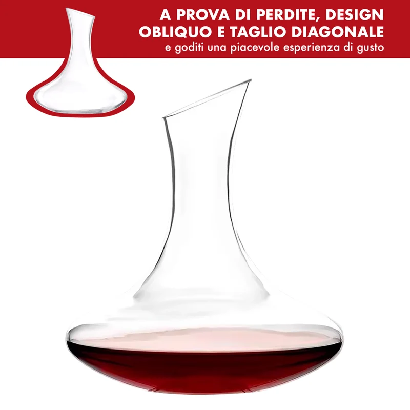 Decanter Per Vino In Vetro Molato 1.5 Litri Elegante Ampia Capienza Certificato Contatto Alimentare Ideale Anche Per Acqua Bibite Caraffa Trasparente Travaso Vigno