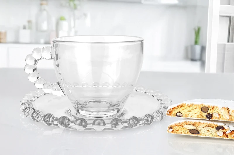 Set 6 Tazzine Tè Cappuccino 210 ml in Vetro con Piattino Eleganti Il Gruppone