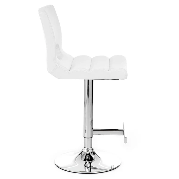 Set da 2 sgabello alto da bar seduta e schienale rivestiti in similpelle bianco con base in metallo