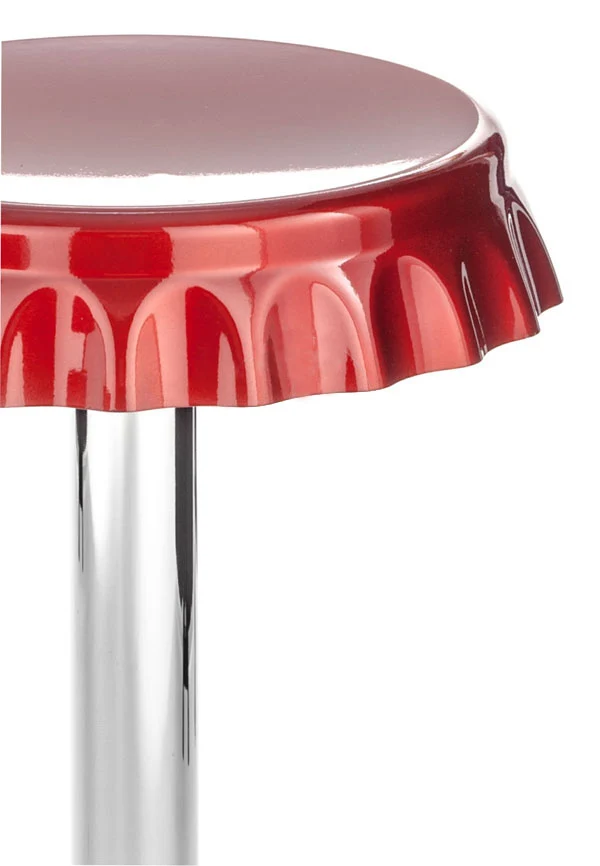 Set da 2 sgabello da bar con seduta a forma di tappo in abs e base in metallo cromato - Vari colori